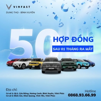 VINFAST DUNG THỌ - “CHẠM MỐC VÀNG” 50 HỢP ĐỒNG CHỈ SAU 1 THÁNG HOẠT ĐỘNG!
